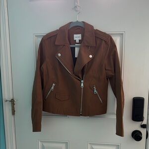 Nine West Chestnut Brown Faux Leather Jacket